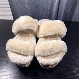 Steve Madden Cream Furry Mules